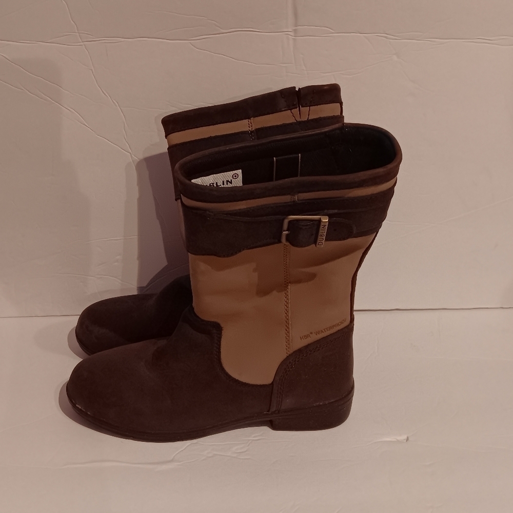 Dublin Estuary Western Cozy Cabin Brown Two Tone Leather Riding Boots Size 6.5
